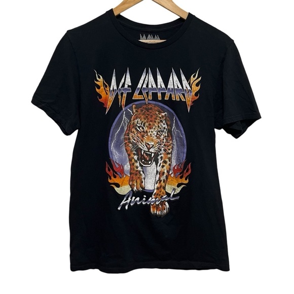DEF LEPPARD Animal Black Cotton T Shirt Size Medium - Picture 1 of 5